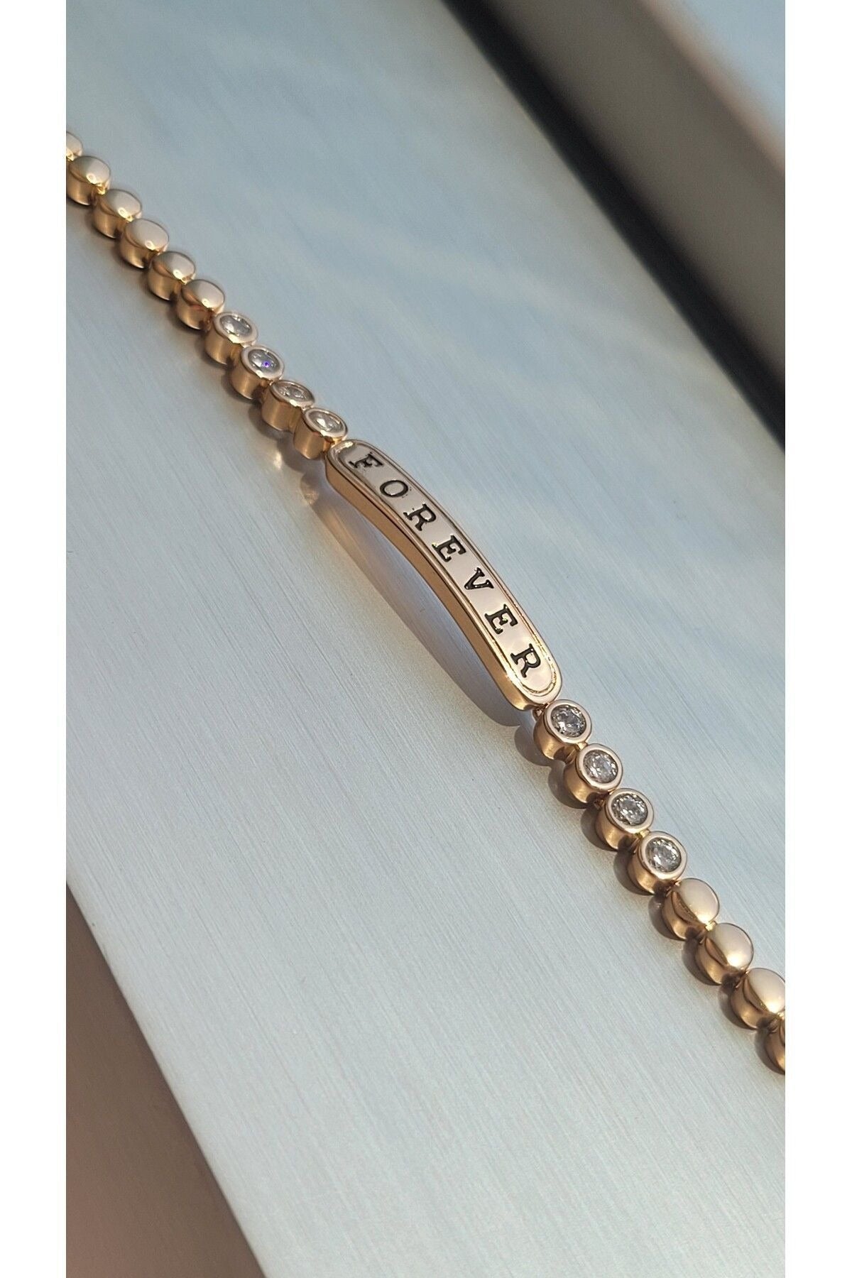 Çelik Bileklik Kadın Taşlı Bileklik Forever Yazılı Bileklik Kararma Yapmaz