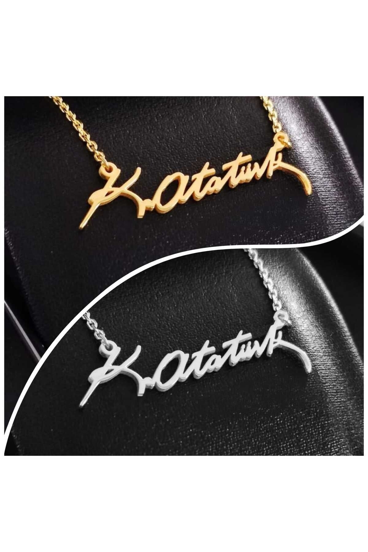 925 Ayar Gümüş Atatürk Imzalı Kolye Unisex