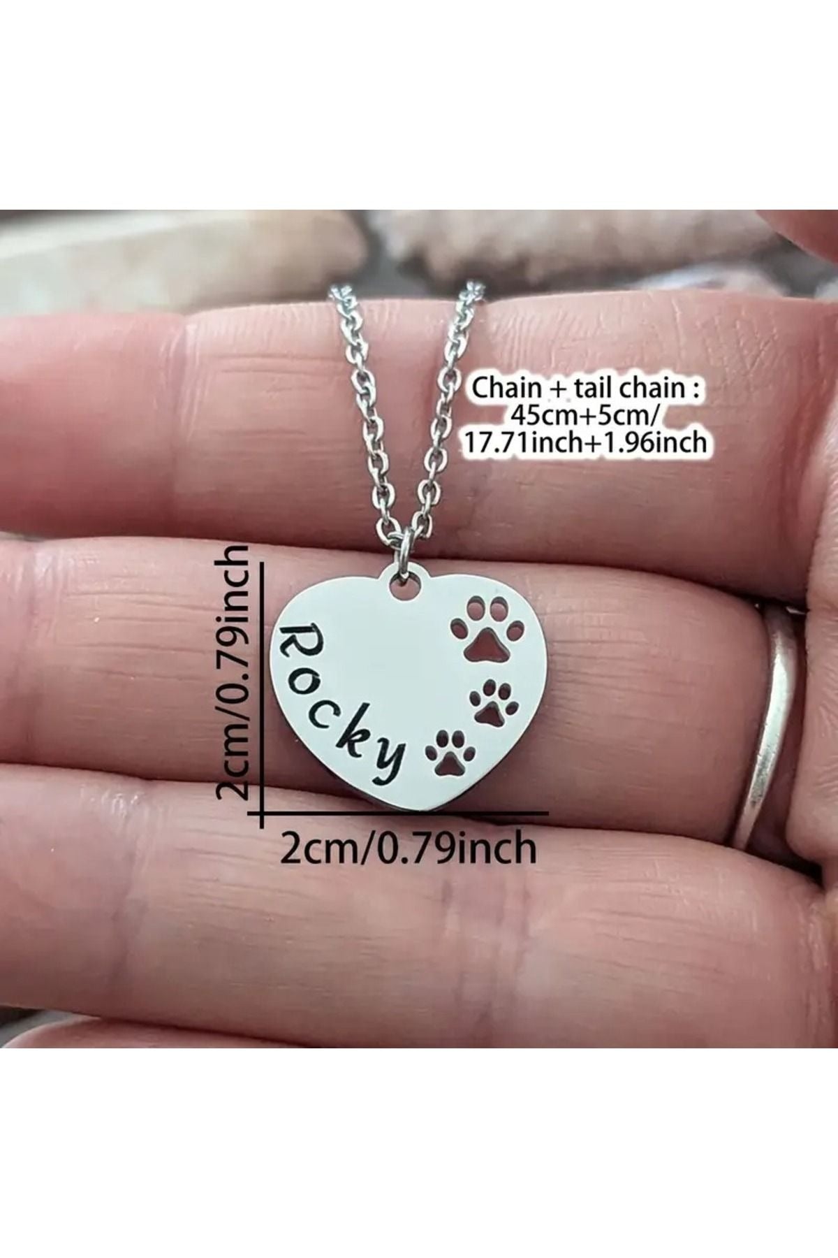 925 Ayar Gümüş Pati Desenli Kişiselleştirilebilir Kolye